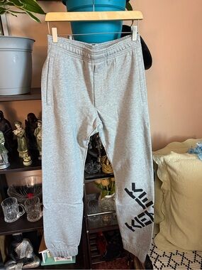 Kenzo Light Gray Men's Sweatpants with Black Logo